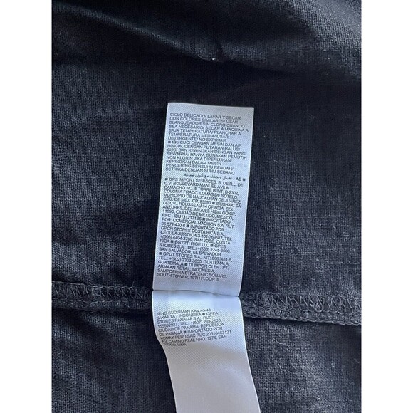 Old Navy Midi Dress Women Linen Blend Classic Black Smocked Back Shift Sz L New - Picture 9 of 10